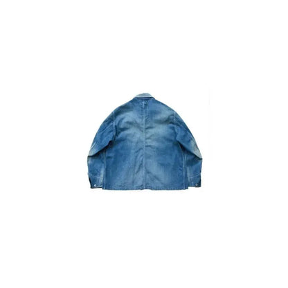 Men's used-wash denim coveralls in indigo by H-Unit, featuring a rugged fit and classic workwear style.