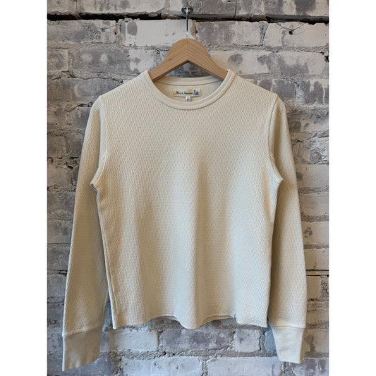 Merz b. Schwanen Diamond-Patterned Cotton Thermal Women's Longsleeve - Beige Dark Gray