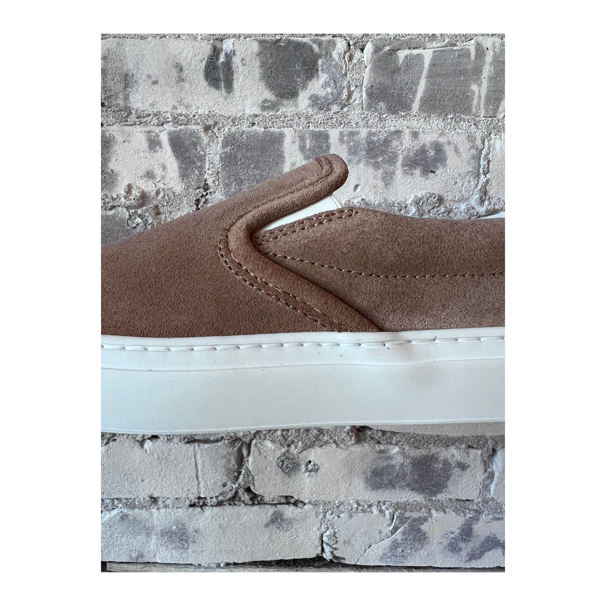 Men's Diemme Garda Suede Low Slip-On shoes in taupe with a sleek, casual design and comfortable slip-on style.
