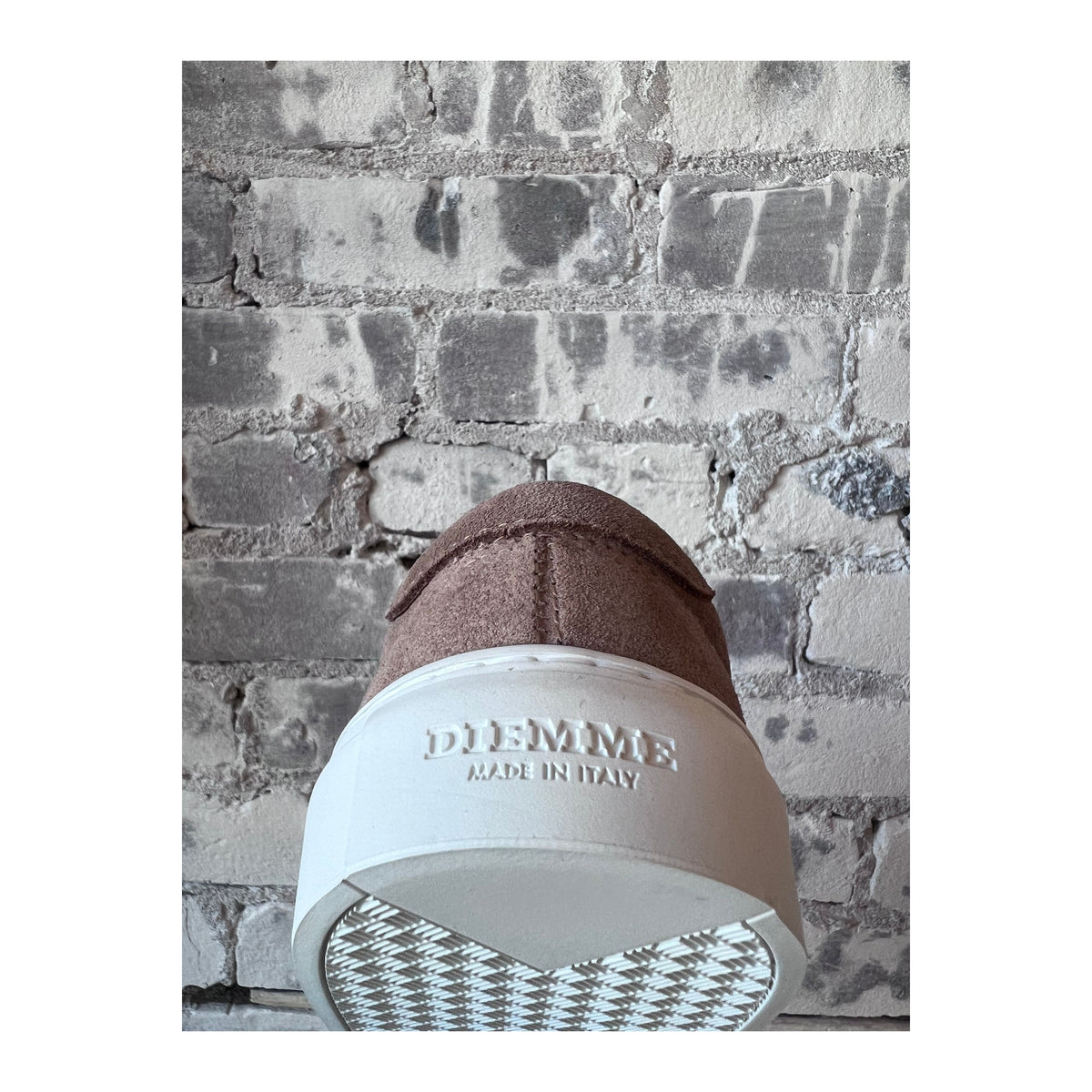 Men's Diemme Garda Suede Low Slip-On in taupe, featuring a sleek slip-on design and soft suede material.