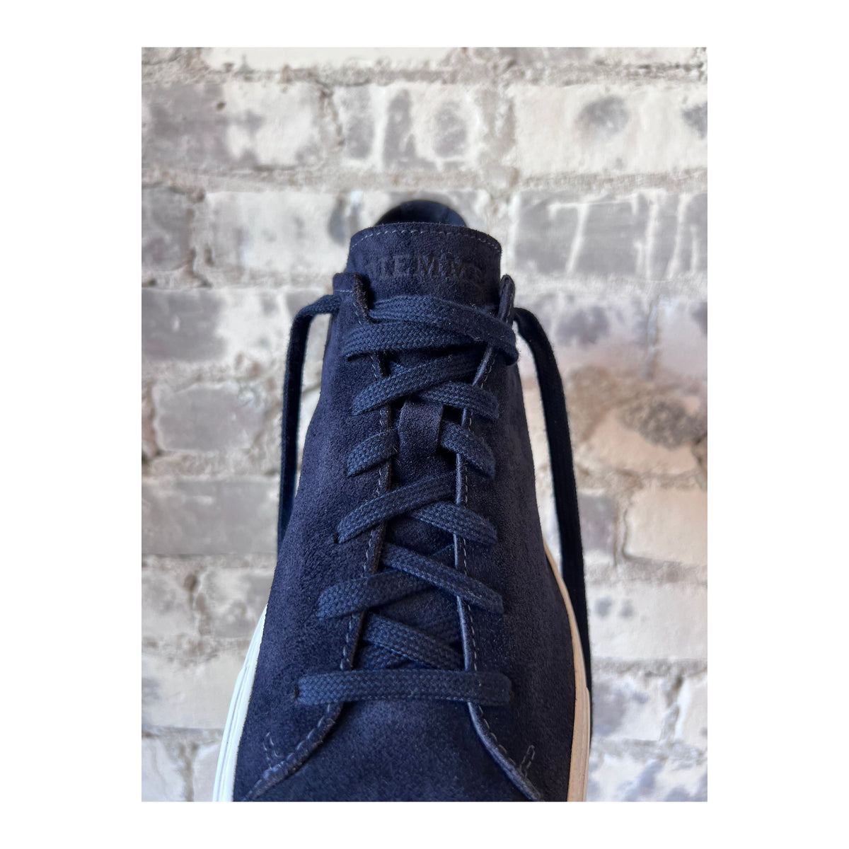 Men's navy Diemme Loria Suede Low Sneaker with white sole, showcasing smooth suede material and classic sneaker design.