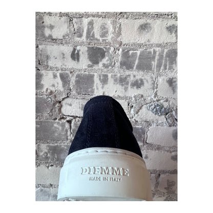 Men's navy Loria Suede Low Sneaker by Diemme, showcasing a stylish low-top design with suede material and casual athletic style.