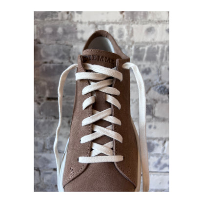 Men's Diemme Loria Suede Low Sneaker in taupe with a sleek low-top design and suede finish.
