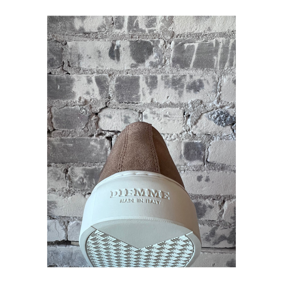 Men's Diemme Loria Suede Low Sneaker in taupe, featuring a sleek low-top design with suede material and subtle branding.