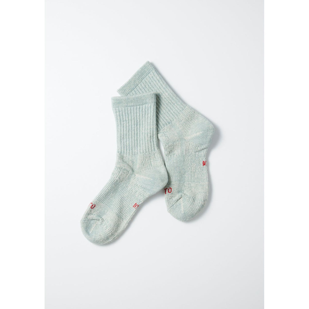 Men's light blue double face organic cotton mini crew socks by Rototo, showcasing soft fabric and comfortable fit.