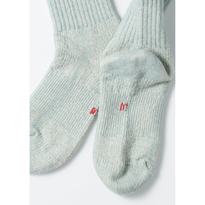 Men's light blue double face organic cotton mini crew socks by Rototo, featuring a soft, comfortable knit design.