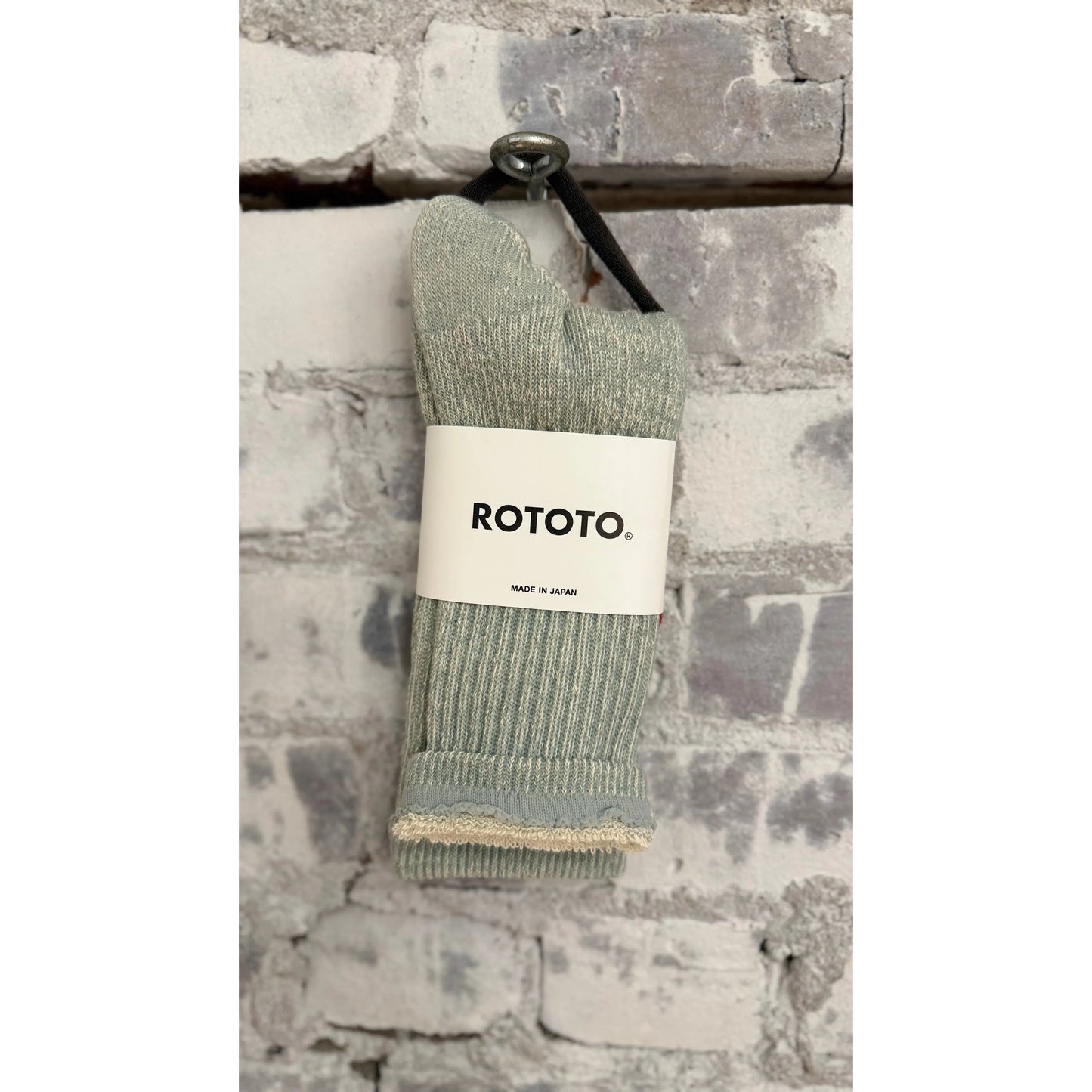 Men's light blue double face organic cotton mini crew socks by Rototo, featuring soft, breathable fabric and a comfortable fit.