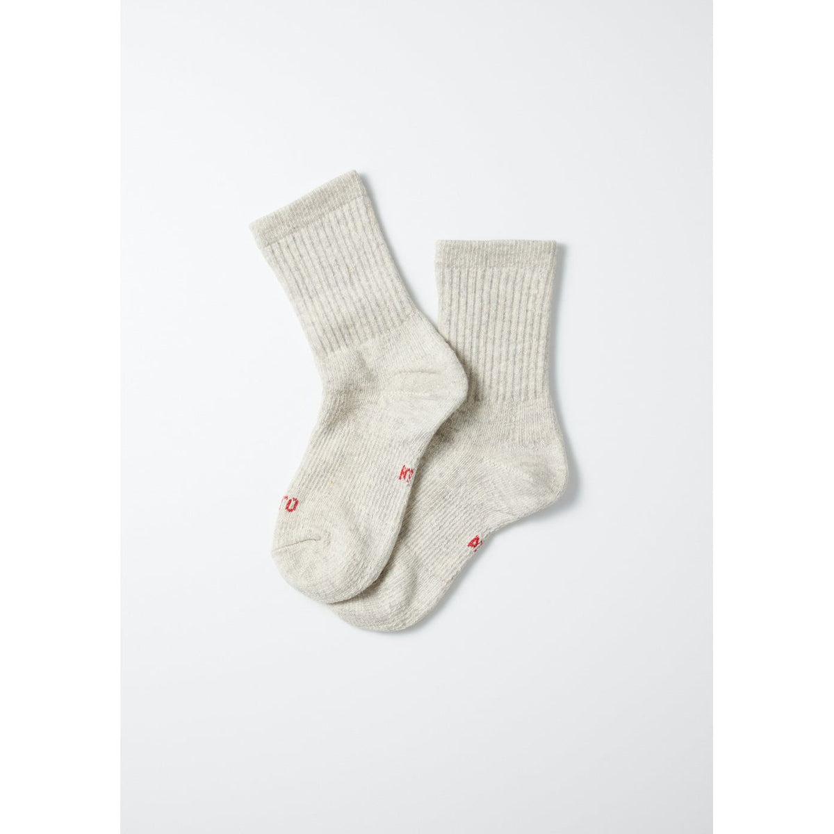 Men's double face organic cotton mini crew socks in light gray by Rototo, showing the soft, breathable fabric and comfortable fit.
