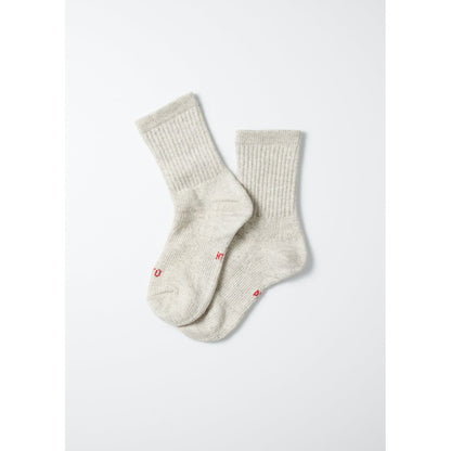 Men's double face organic cotton mini crew socks in light gray by Rototo, showing the soft, breathable fabric and comfortable fit.