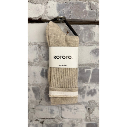 Men's double face organic cotton mini crew socks in light gray by Rototo, showing the soft fabric and classic design.