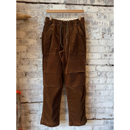Men's drawstring utility pant in chestnut cord from Relwen, featuring a relaxed fit and functional pockets.
