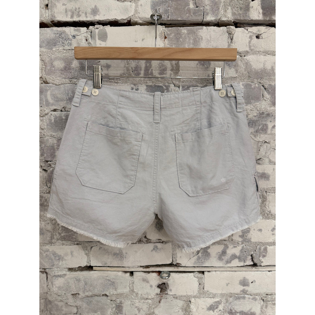 Light blue women's drill shorts by G1 Women's, featuring a comfortable fit and casual style for warm weather.