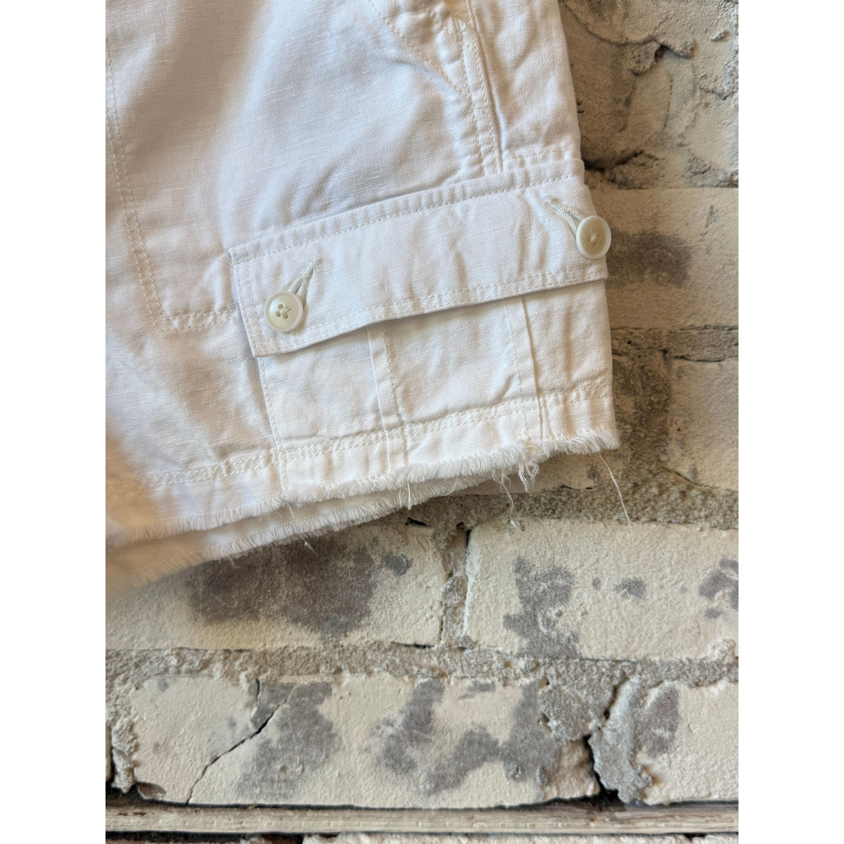Women's white drill shorts from G1 Women's, featuring a casual fit and durable fabric for everyday wear.