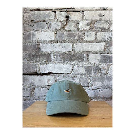 Men's sage green Duck Patch cap by Edmmond Studios featuring a front embroidered duck patch and adjustable strap.