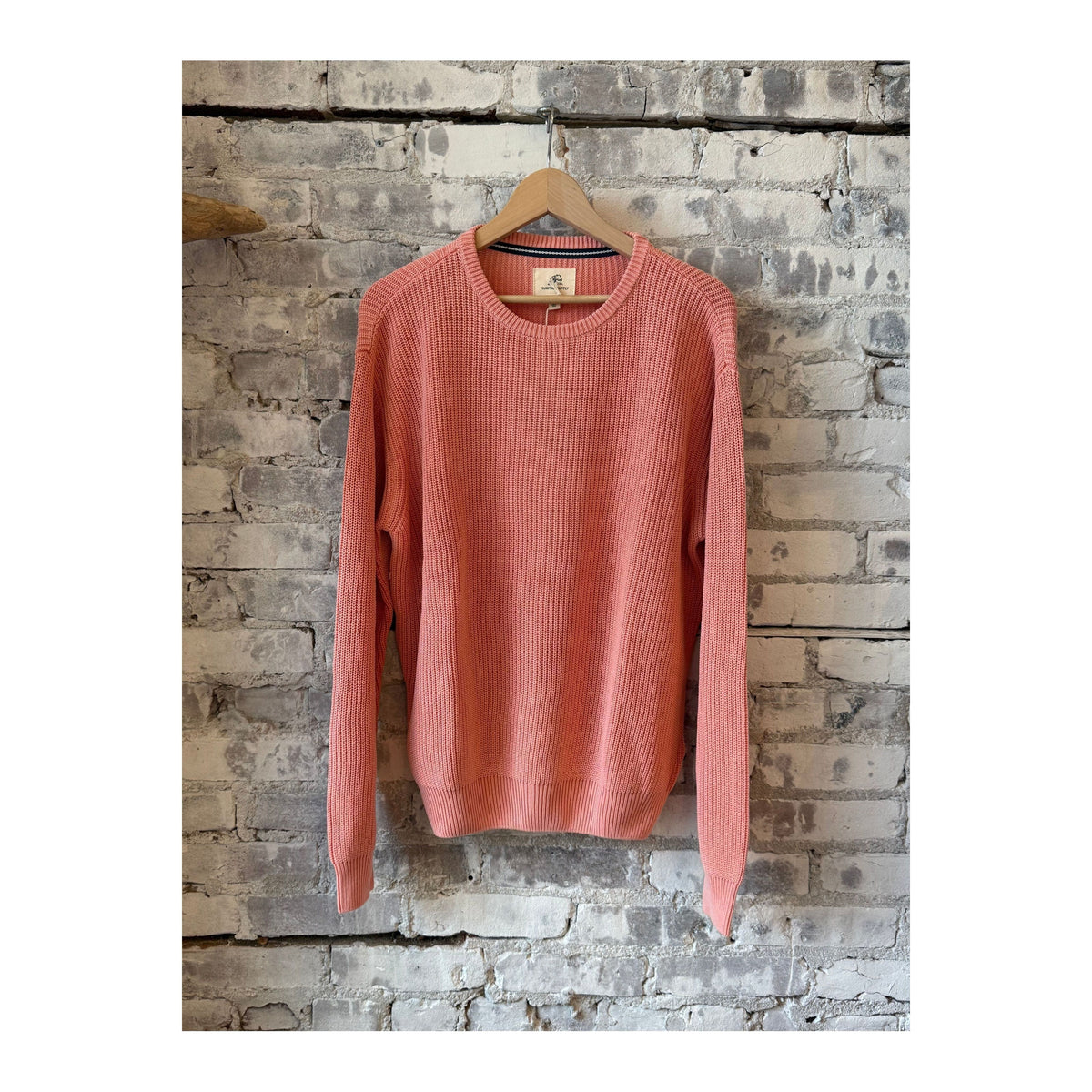 Men's Eddie Knit Sweater by Surfside Supply in Desert Flower with a cozy knit pattern and ribbed cuffs.