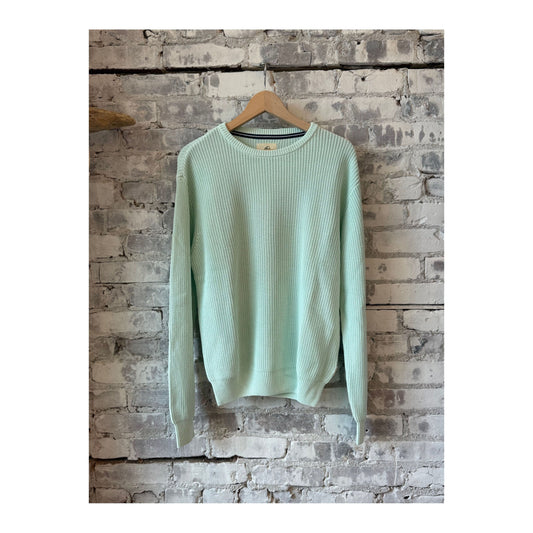 Men's Eddie Knit Sweater in spa green by Surfside Supply, featuring a cozy knit fabric and classic fit.