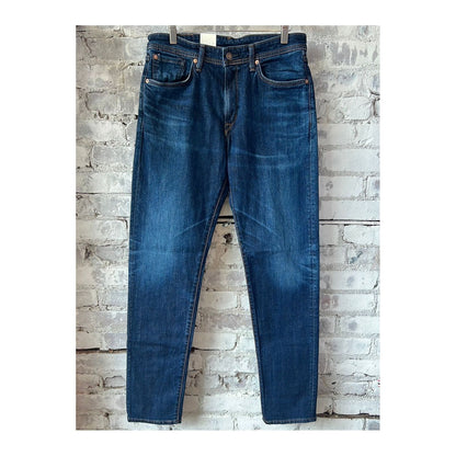 Men's Edwin Aomori Regular Tapered Denim jeans in dark indigo, showcasing the fit and tapered leg design.