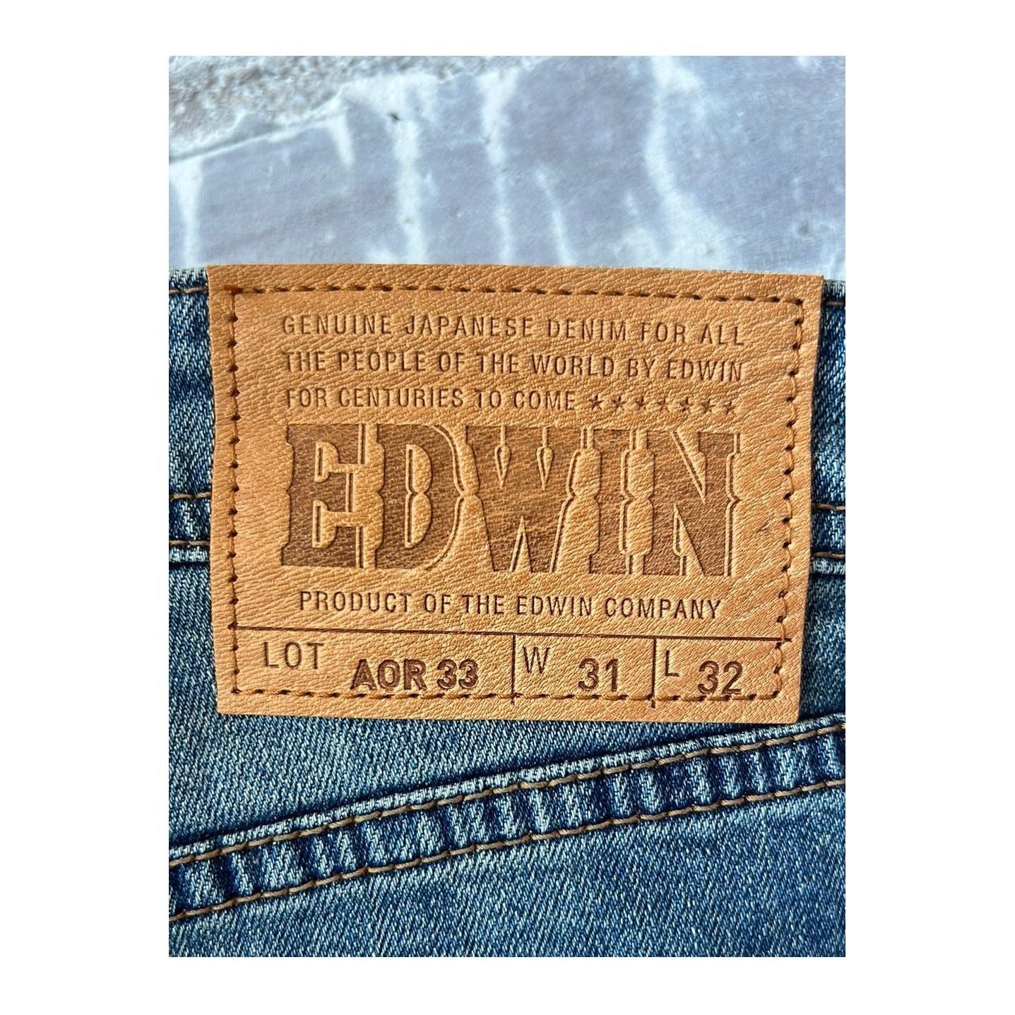 Men's Aomori Regular Tapered Denim jeans by Edwin, showcasing the classic tapered fit and rugged denim fabric.