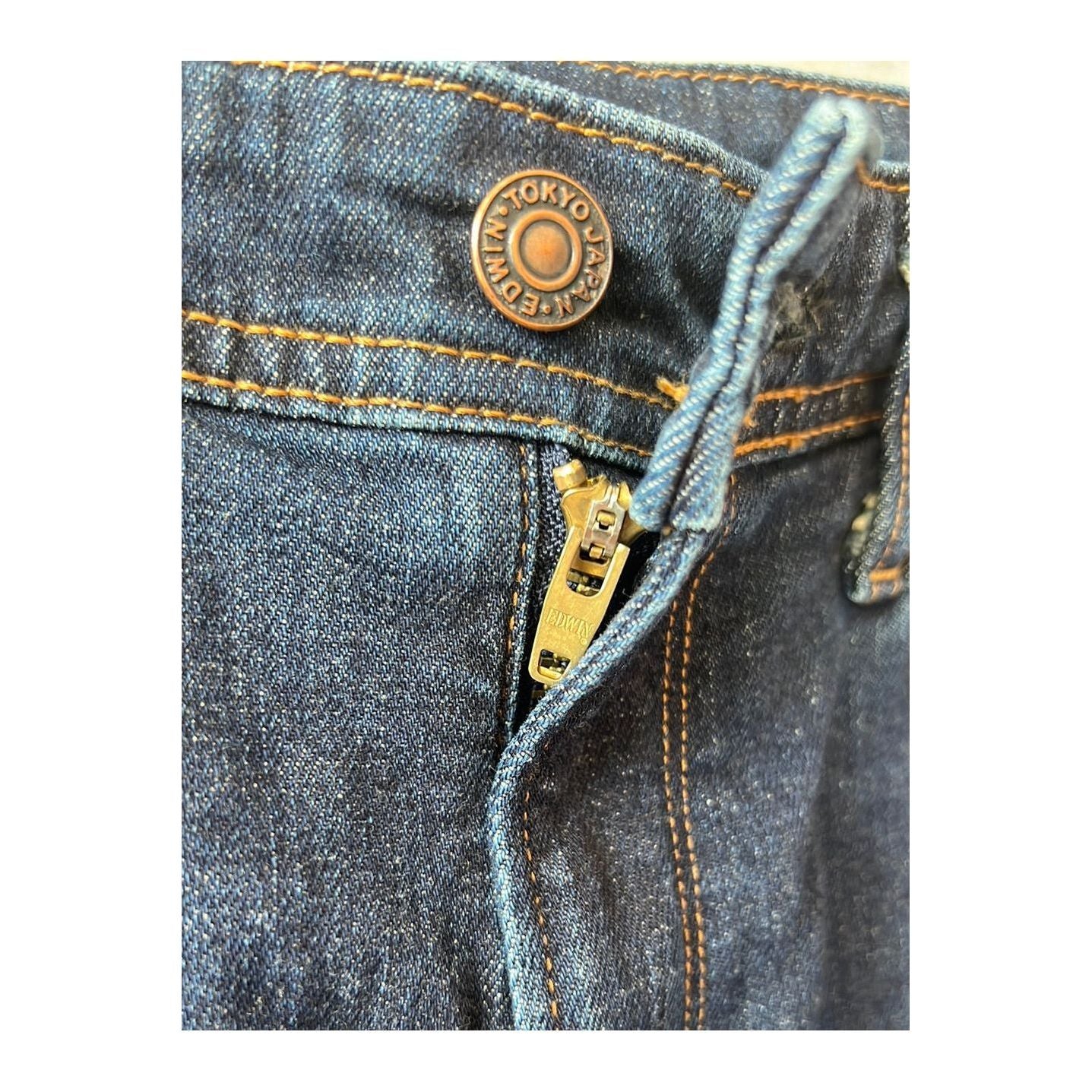 Men's Edwin Aomori Slim Taper Denim jeans in dark wash, featuring a slim fit and classic five-pocket design.