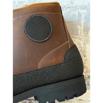 Men's El Cap Leather Boot in Nutmeg by Big Rock Candy Mountaineering, showing the rugged design and detailed stitching.
