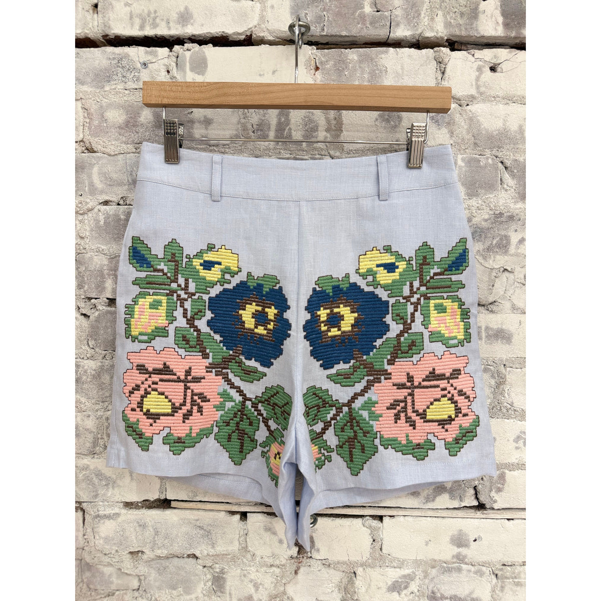 Light blue women's Elysian Whisper Shorts by Annabo, featuring soft fabric and a relaxed fit, displayed on a clean background.