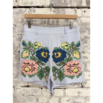 Light blue women's Elysian Whisper Shorts by Annabo, featuring soft fabric and a relaxed fit, displayed on a clean background.