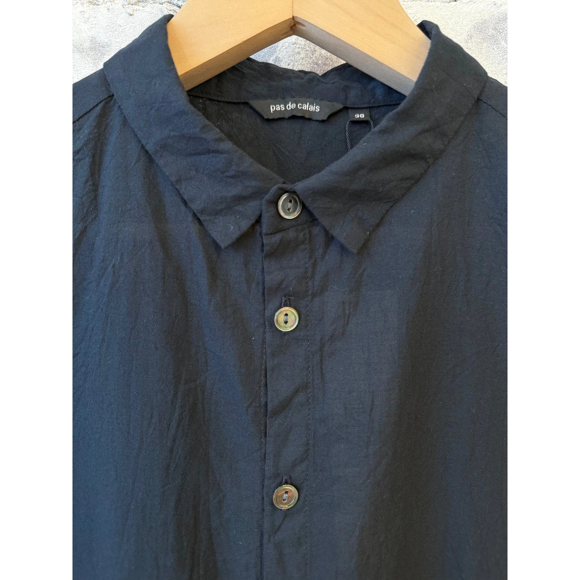 Women's engineered tie-dye striped shirt in dark navy by Pas De Calais, featuring a relaxed fit and casual style.