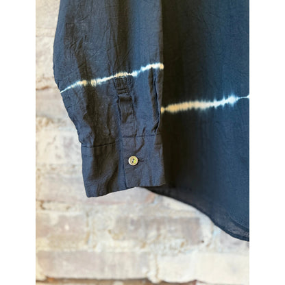 Women's dark navy tie-dye striped shirt by Pas De Calais, featuring a relaxed fit and casual style.