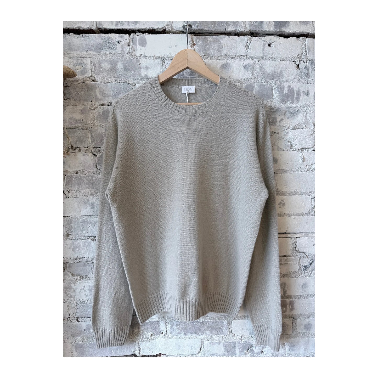 Men's taupe Extreme Cashmere Crew Sweater by 04651/, soft knit fabric, classic crew neck, and comfortable fit.