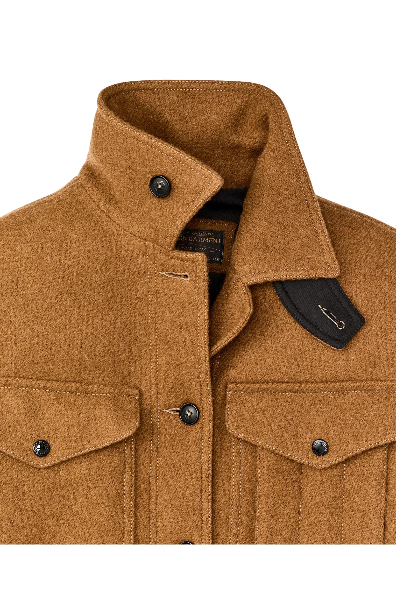 Women's Wool Long Cruiser Coat - Whiskey/Black Stripe - DUNE + SALT