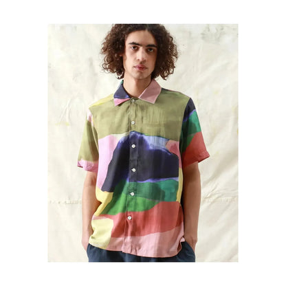 Far Afield Busey Shirt for Men featuring a landscape print, with a casual fit and button-down design.