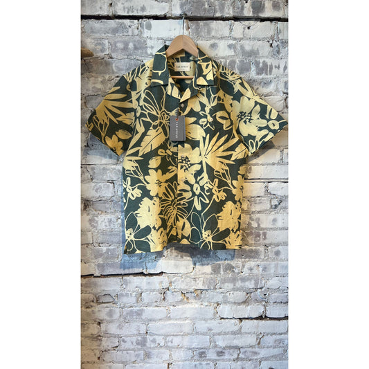 Selleck Shirt - Charcoal Grey Foliage Print - DUNE + SALT