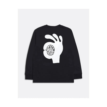 Men's black T-shirt from Far Afield featuring "The New Fatherhood OK" print in meteorite black color.