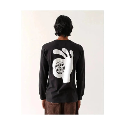 Men's black T-shirt from Far Afield with "The New Fatherhood OK" print, featuring a meteorite black color and casual fit.