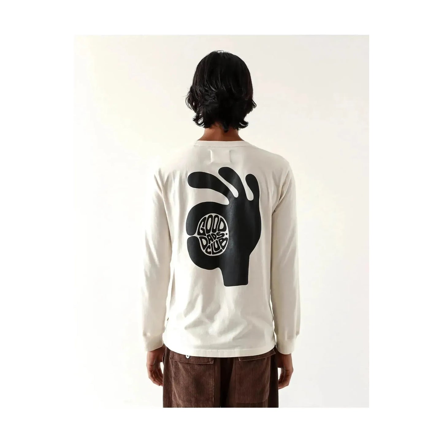 White men's T-shirt from Far Afield featuring "The New Fatherhood OK" print, casual fit with round neckline.