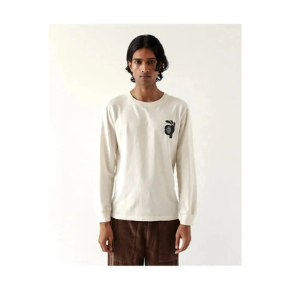 White men's T-shirt by Far Afield featuring a "The New Fatherhood OK" print, casual fit and soft fabric.