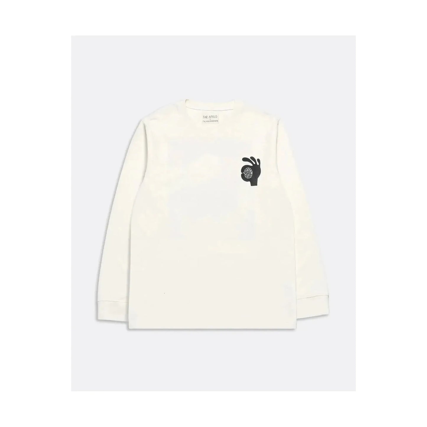 White men's T-shirt from Far Afield featuring "The New Fatherhood OK" print, casual fit and soft fabric.