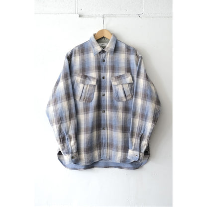 Men's blue check Fatigue Flannel Shirt by Fujito, featuring a classic plaid pattern and soft fabric for casual wear.