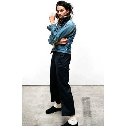 Women's navy FAVOLAMOVE Cashmere Blend French Sailor Pants by Freecity, shown in deep navy with a relaxed fit and sailor-inspired design.