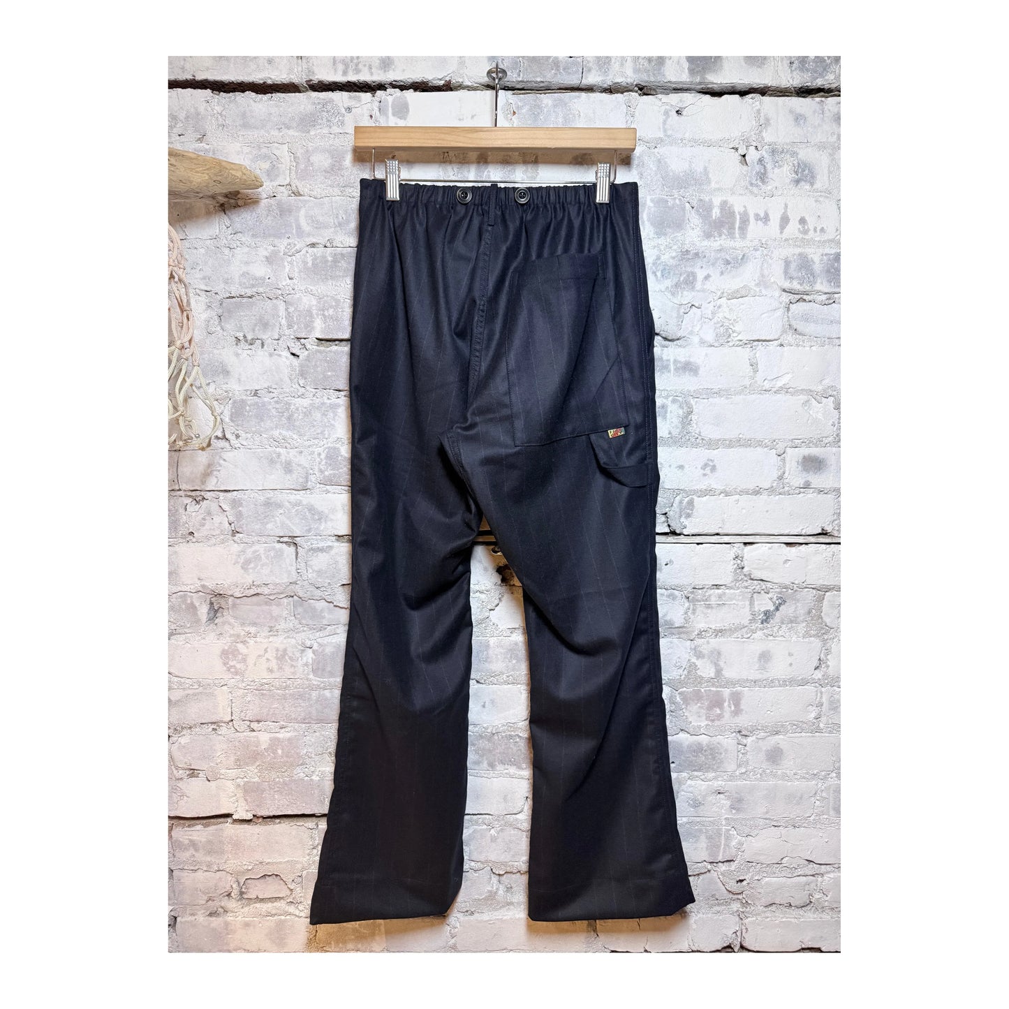 Women's navy Cashmere Blend French Sailor Pant by Freecity, featuring a relaxed fit and classic sailor design.