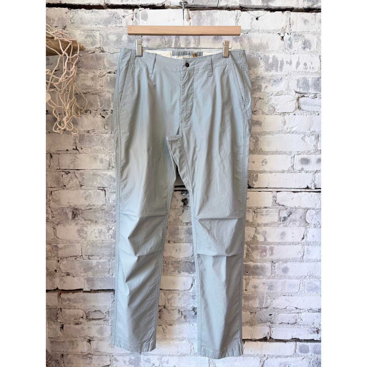 Men's Relwen Flyweight Flex Chino in Light Steel, showcasing slim-fit khakis with stretch fabric and casual style.