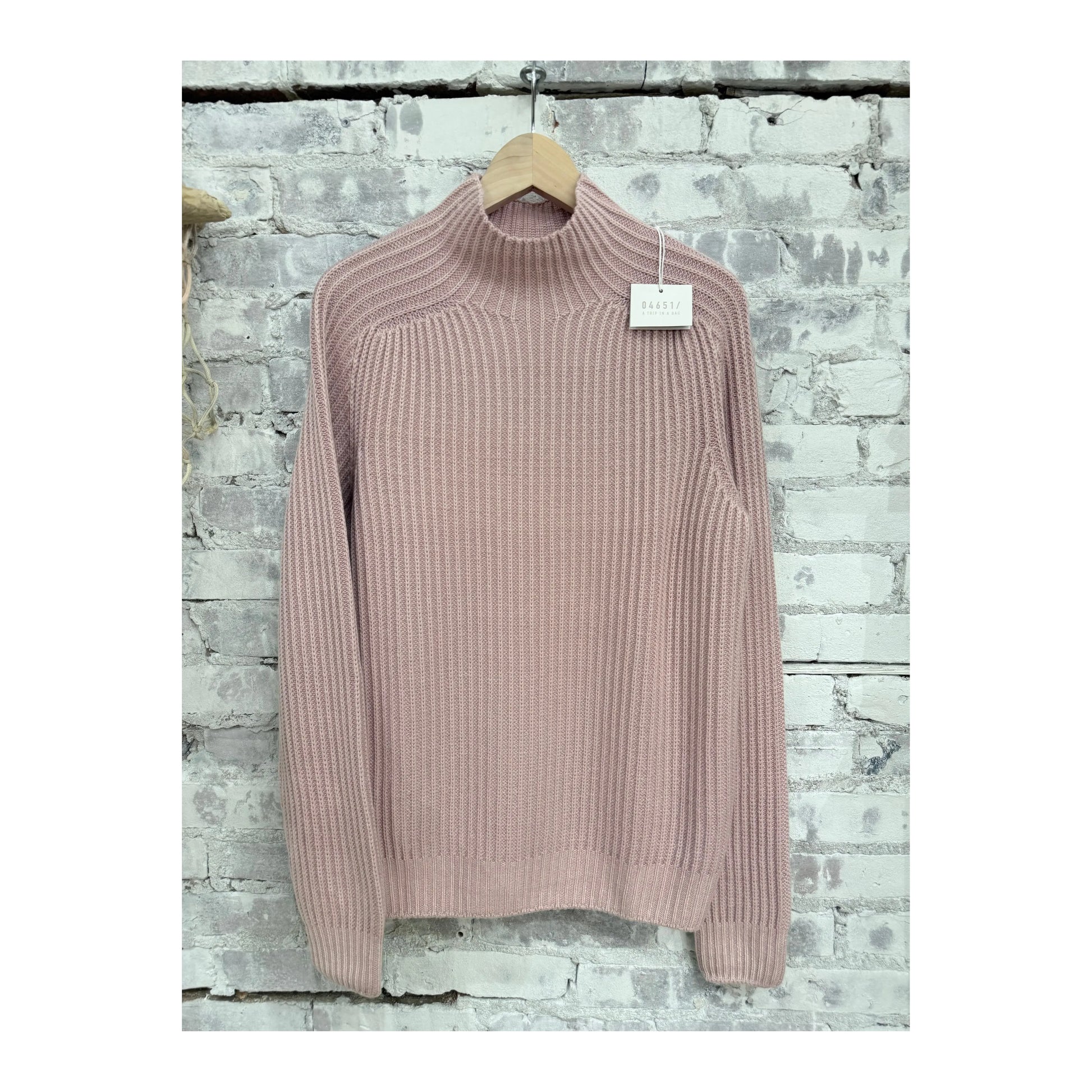 Men's blush Foggy Mock Jumper by 04651/ featuring a cozy, textured knit fabric and a relaxed fit.