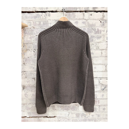 Men's Foggy Mock Jumper in taupe, featuring a cozy, textured knit design and ribbed cuffs, from the 04651/ brand.