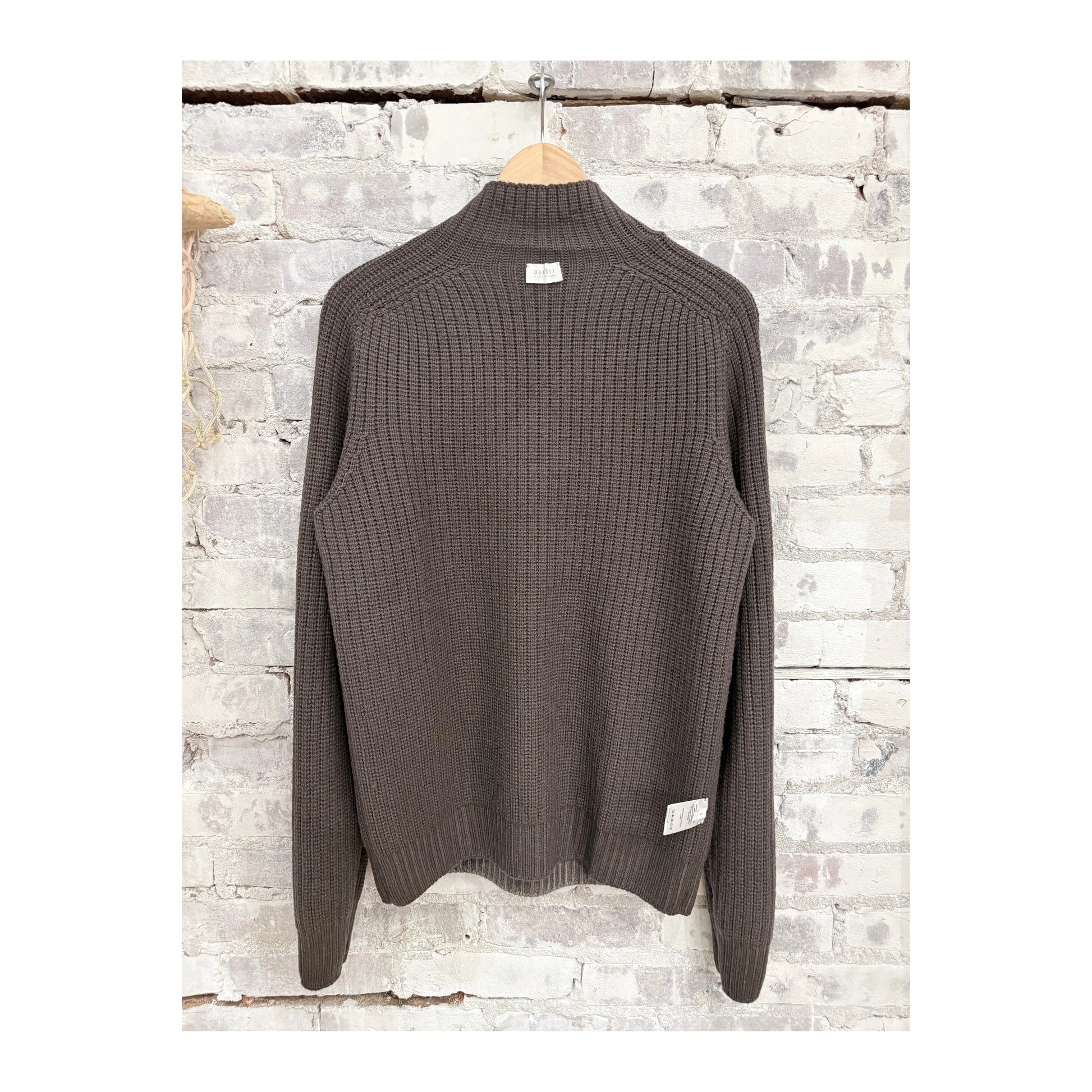 Men's Foggy Mock Jumper in taupe, casual sweater featuring a textured knit design and ribbed cuffs.
