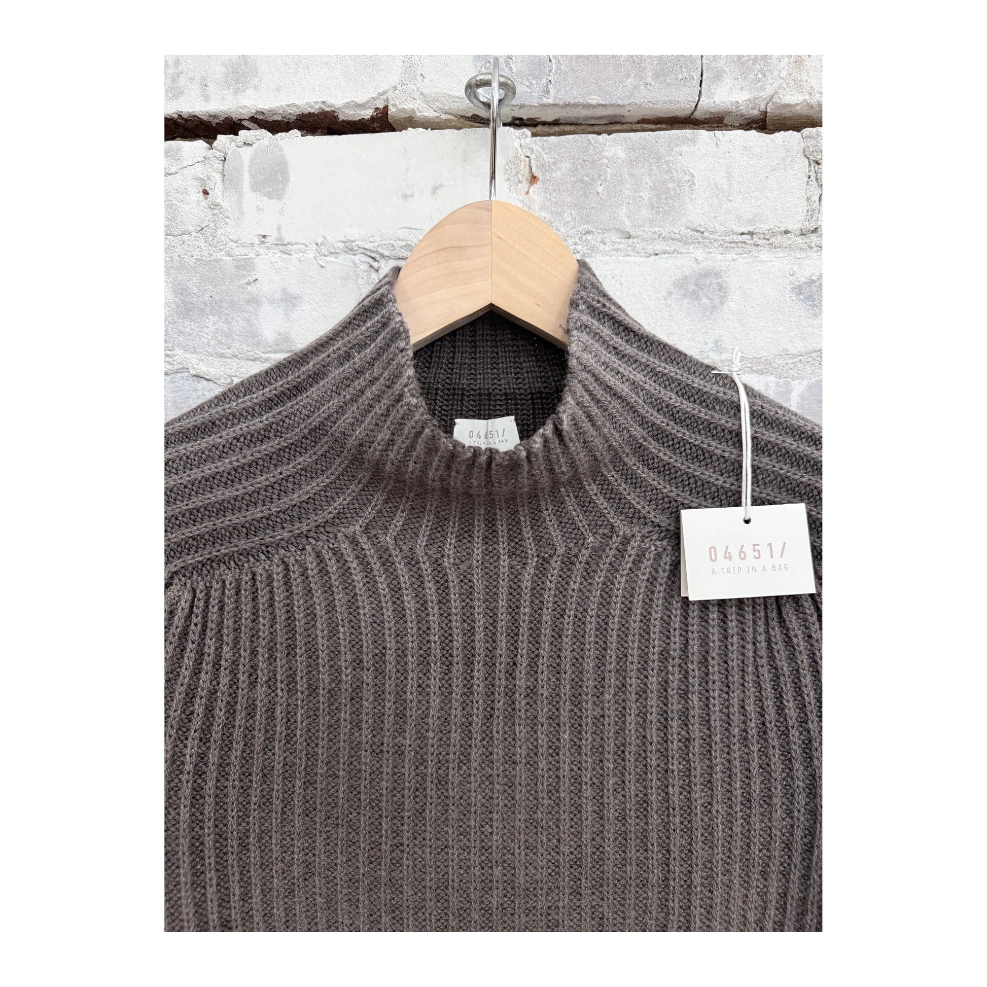 Men's Foggy Mock Jumper in taupe, featuring a cozy knit design and ribbed cuffs, from 04651/ brand.