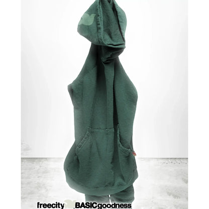 Women's Freecity BasicGoodness LT Terry Fluff Hoodie in Eatgreen with Dune and Salt color, soft terry fabric and cozy fit.