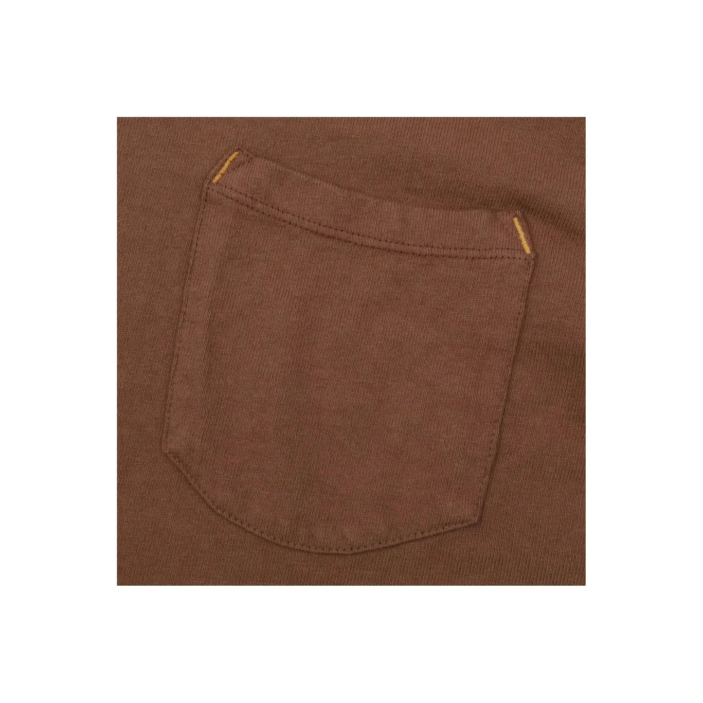 Men's 13-ounce chocolate pocket t-shirt by Freenote Cloth, featuring a classic fit and front pocket detail.