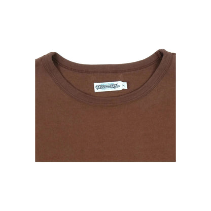 Men's 13-ounce chocolate pocket T-shirt by Freenote Cloth, casual fit with front pocket, displayed on a plain background.