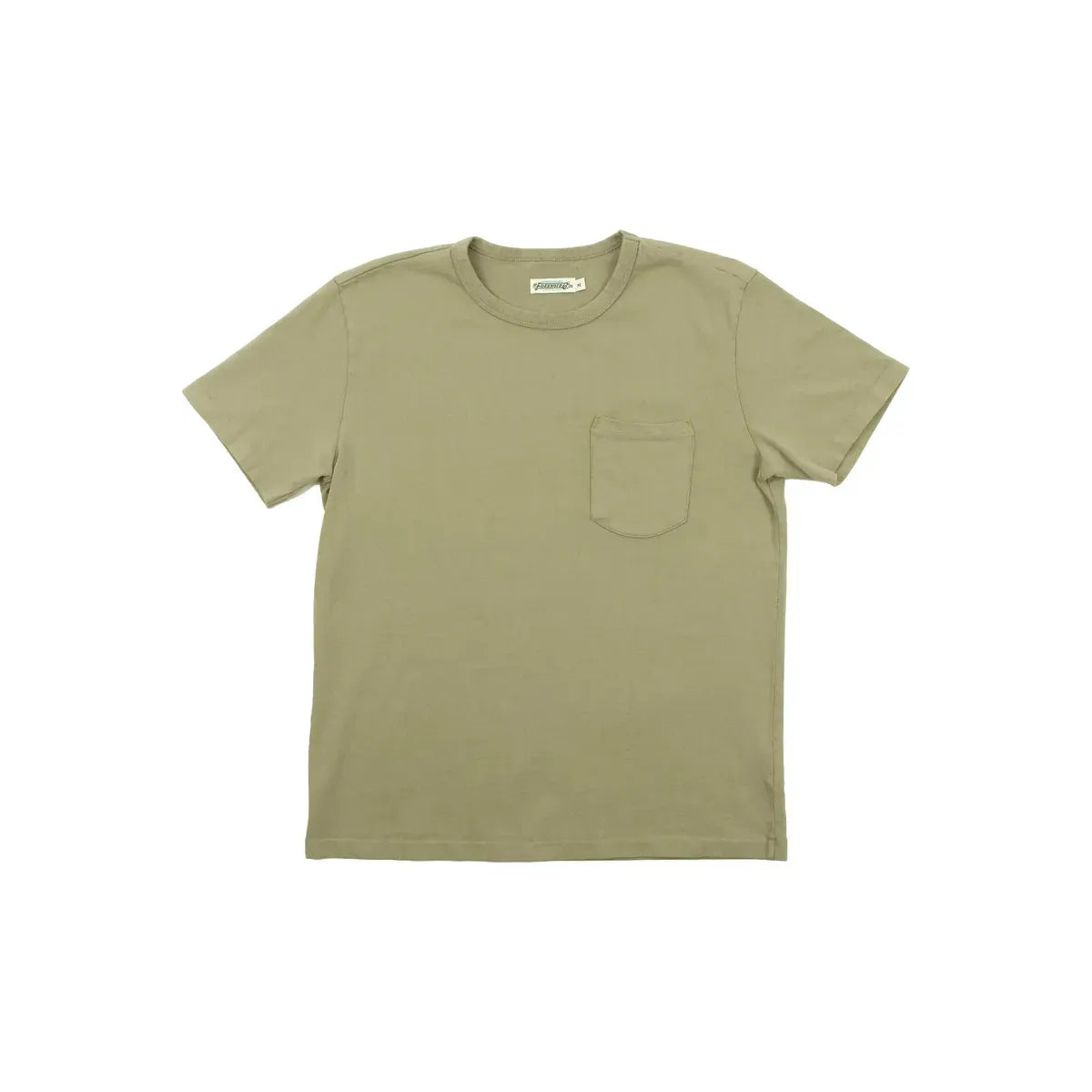 Men's 13 Ounce Pocket T-Shirt in fog color by Freenote Cloth, featuring a cozy fabric and classic pocket design.