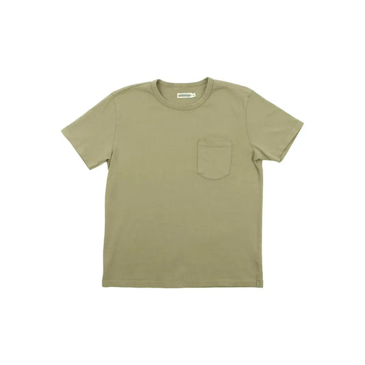 Men's 13 Ounce Pocket T-Shirt in fog color by Freenote Cloth, featuring a cozy fabric and classic pocket design.